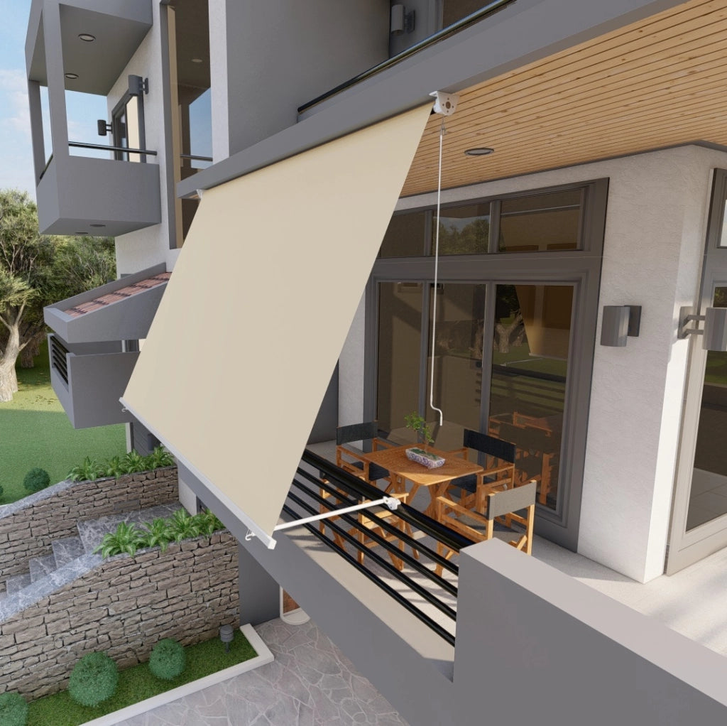 Tenda da sole a caduta con bracci per balcone terrazzo finestra 300cm Beige Golisa