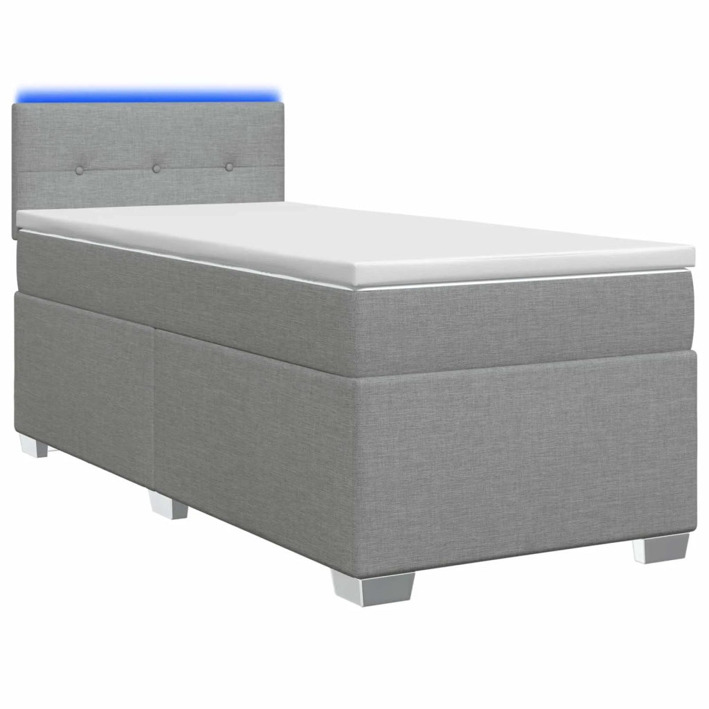 Letto con Box Spring, Materasso e LED Grigio Chiaro 80 x 200 cm 3451812