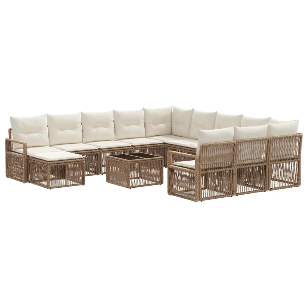 Set Divano da Giardino 13 pcs Beige polyrattan