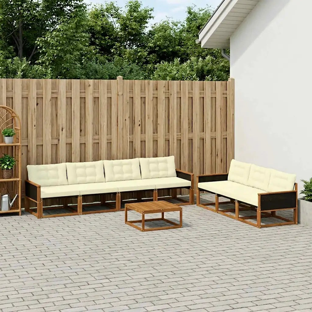 Set di divani da esterno con cuscino 8 pcs Naturale e Crema