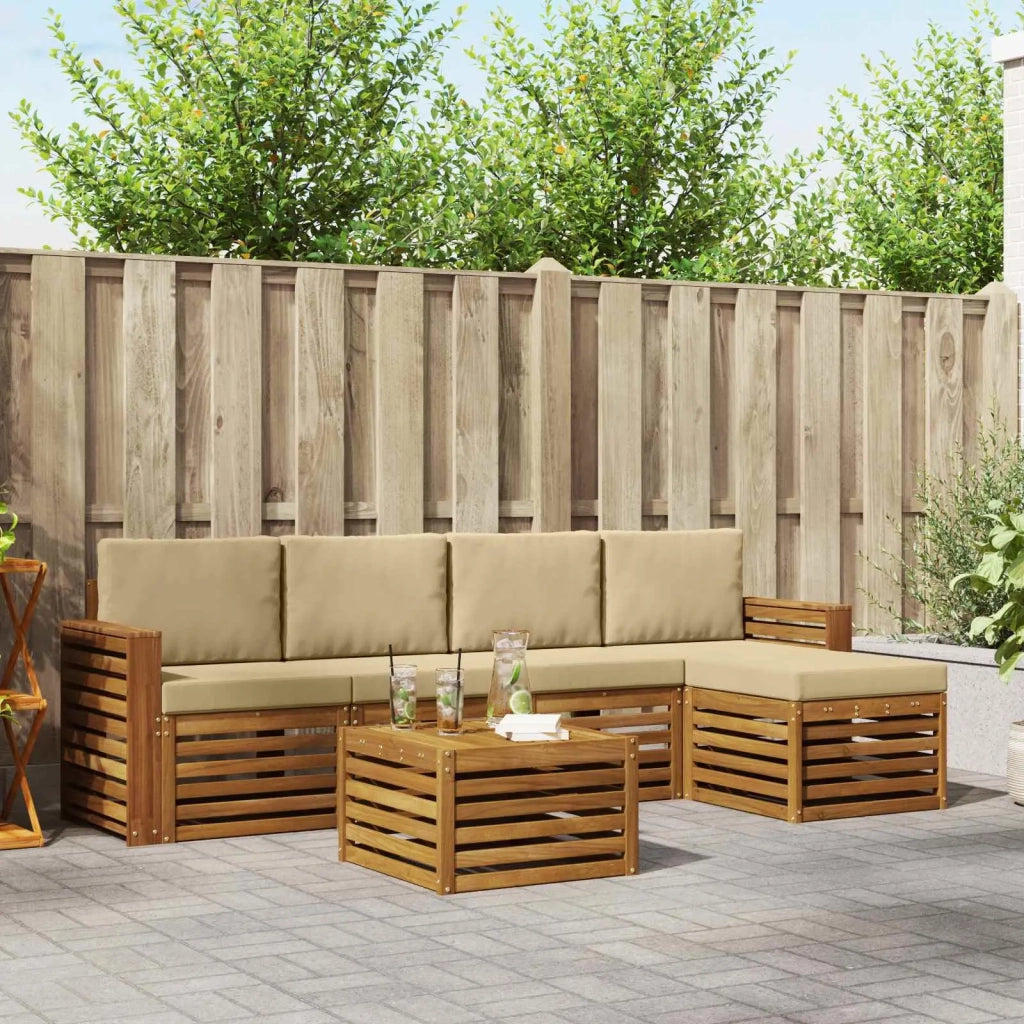 Set di divani da esterno 6 pz Naturale e Beige 3374698