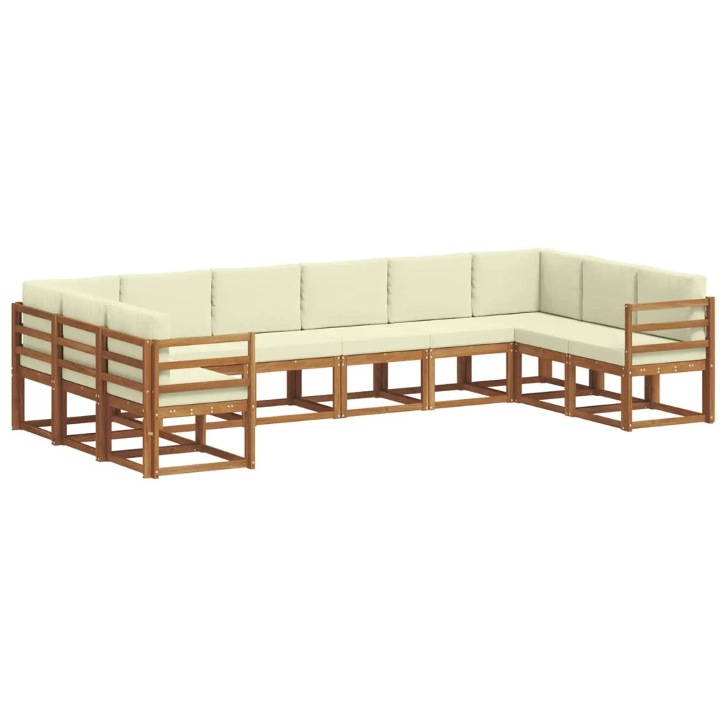 Set di divani da esterno con cuscino 10 pcs Naturale e Crema