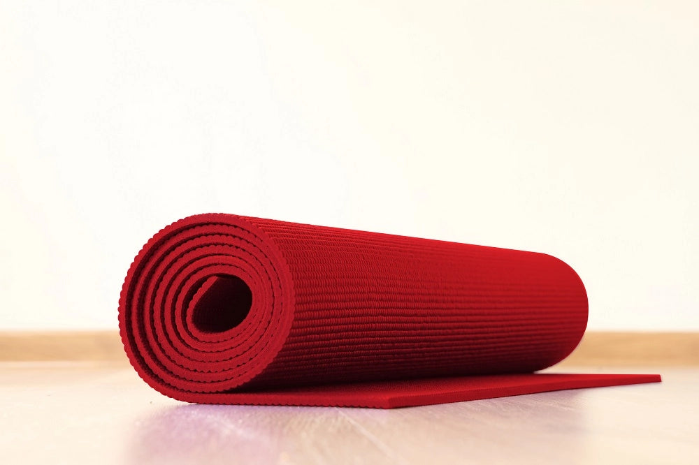 Tappetino Yoga Fitness Ginnastica Tappeto Palestra Antiscivolo Arrotolabile 61 x 173 Cm  - Rosso