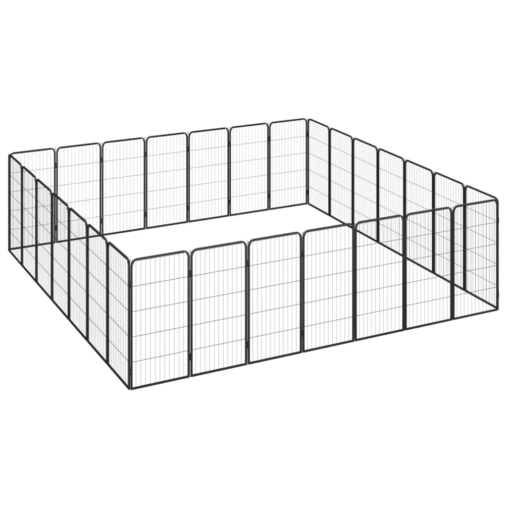 Recinto per cani 28 pannelli 50 x 100 cm acciaio verniciato a polvere nero 02_0043626