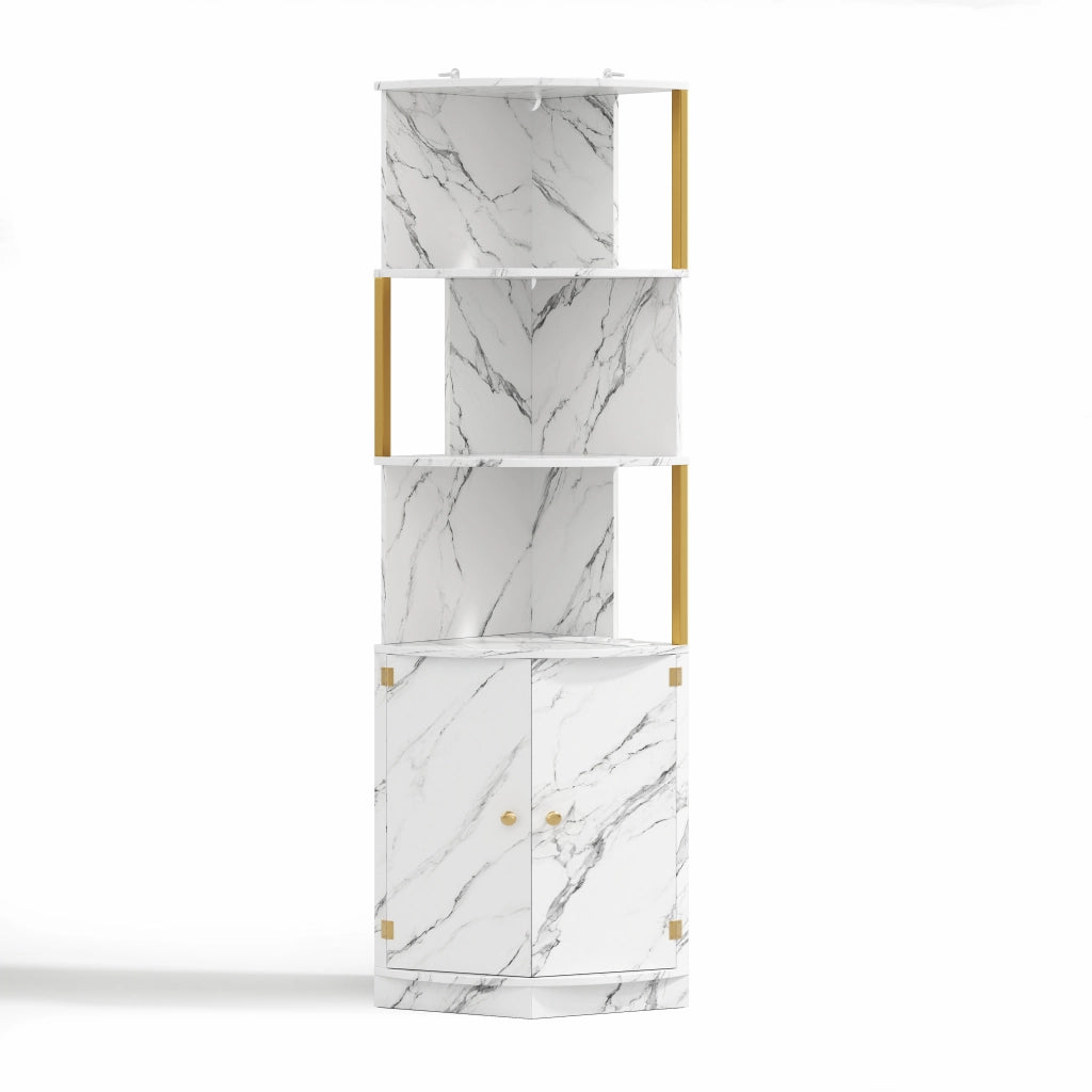 Mobile angolare con vani aperti e 2 ante - per cucina - in MDF - 38 x 38 x 180 cm - bianco