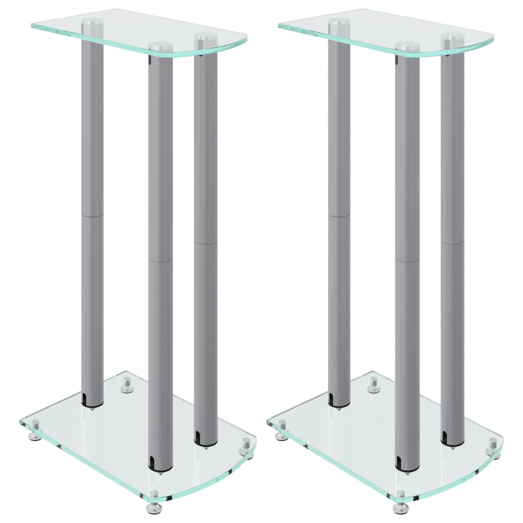 Pedane Casse 2 pz Argento Vetro Temperato Design a 3 Pilastri CFW2072321