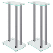 Pedane Casse 2 pz Argento Vetro Temperato Design a 3 Pilastri CFW2072321