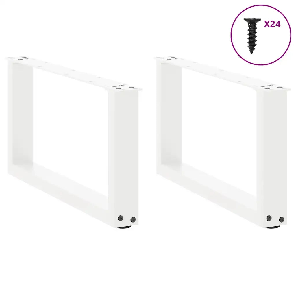 Gambe per Tavolino da Caff¨¨ a Forma di U 2 pz | Piede del tavolo Bianche 60x(30-31) cm Acciaio