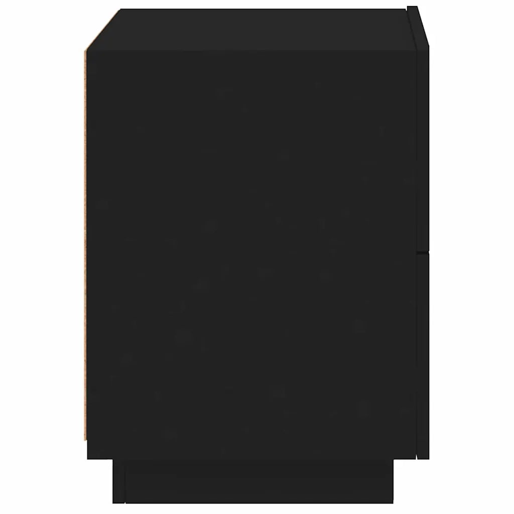 Comodino | Armadio da Notte | Mobiletto da notte con Luci LED Nero in Legno Multistrato