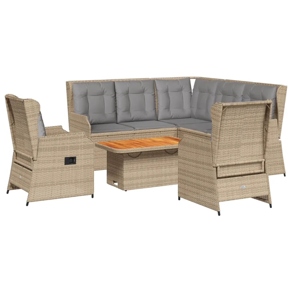 vidaXL Set Divani da Giardino 6 pz con Cuscini in Polyrattan Beige