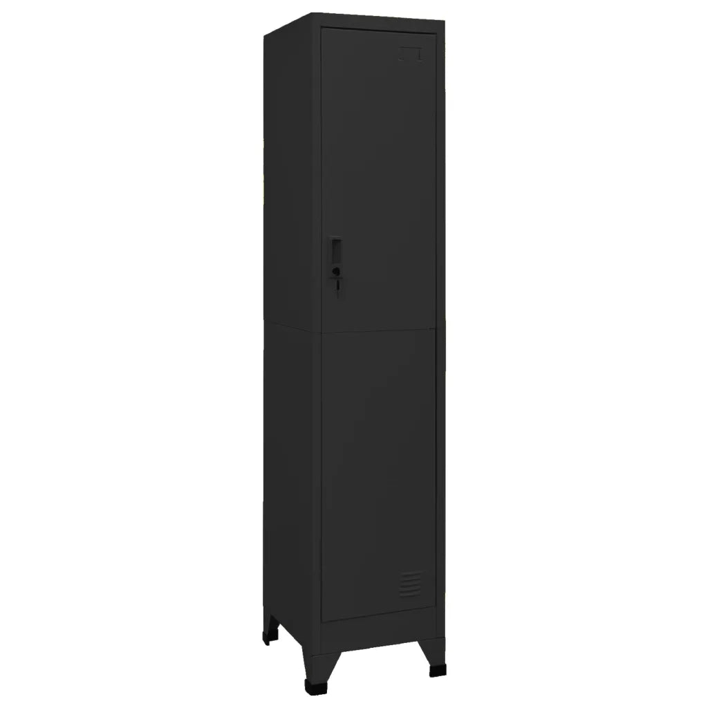 Armadietto moderno per riporre oggetti a scuola o in ufficio 38 x 45 x 180 cm con anta con serratura acciaio nero 02_0046991