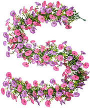 Due Pezzi di Slingback per Piante Artificiali - 180 cm - Resistente al Tempo - Fiori Rosa/Blu - Ideali per Interno/Esterno