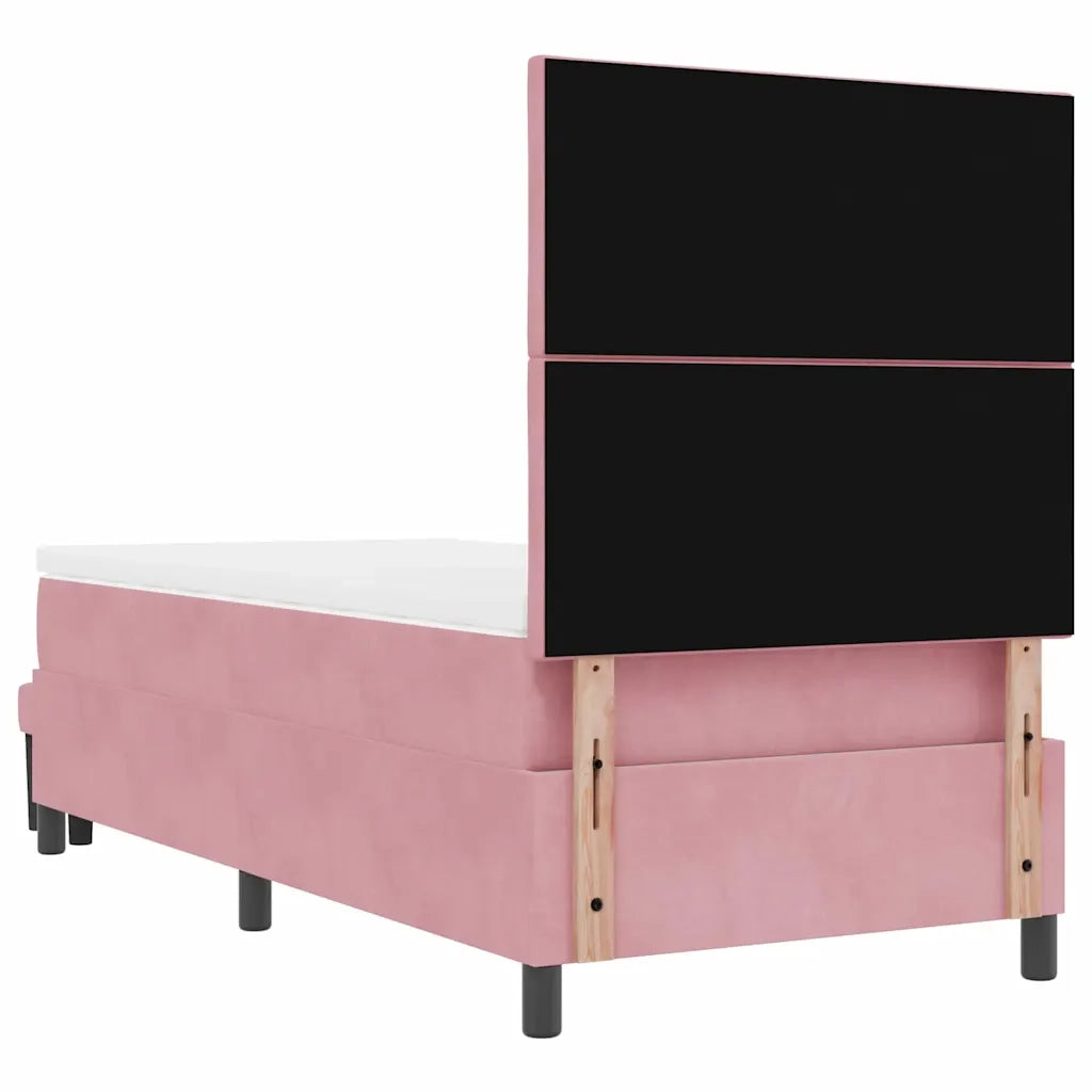 Letto a molle con testiera Rosa 190 x 90 cm Velluto 3344551