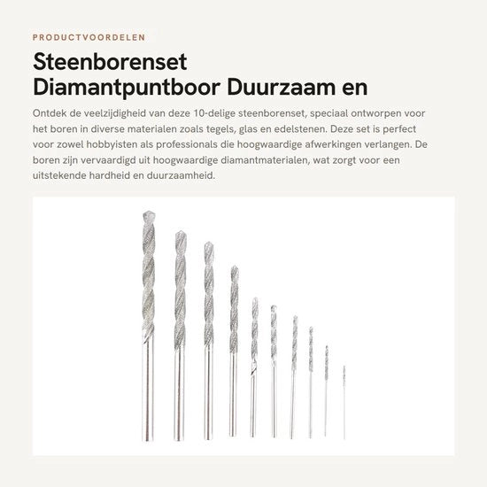 Set di punzoni per ceramica da 10 pezzi - Diamantato - Adatto per hobby e professionale - Set di 10 pezzi - Duraturo e resistente - Per ceramica e gres