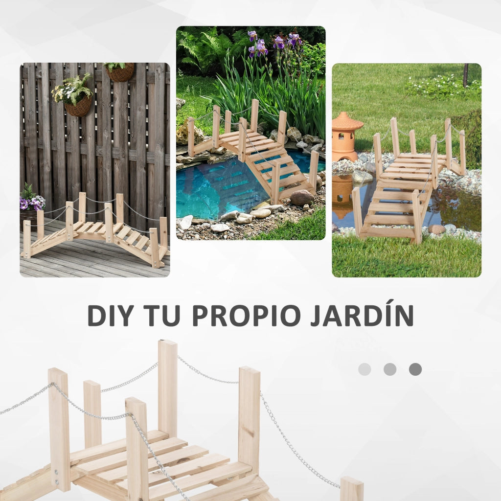 Ponte Giardino Legno con Passamano ¨C zephmum ¨C Naturale 100x32x48 cm