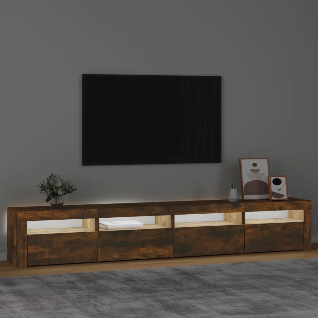Mobile Porta TV con Luci LED-Mobile per TV-Credenza TV Rovere Fumo 240x35x40 cm 108689