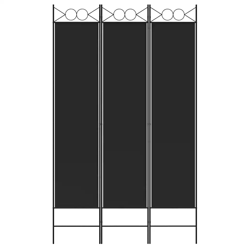 Divisorio Ambienti | Divider per stanze | Paravento a 3 Pannelli Nero 120x200 cm in Tessuto