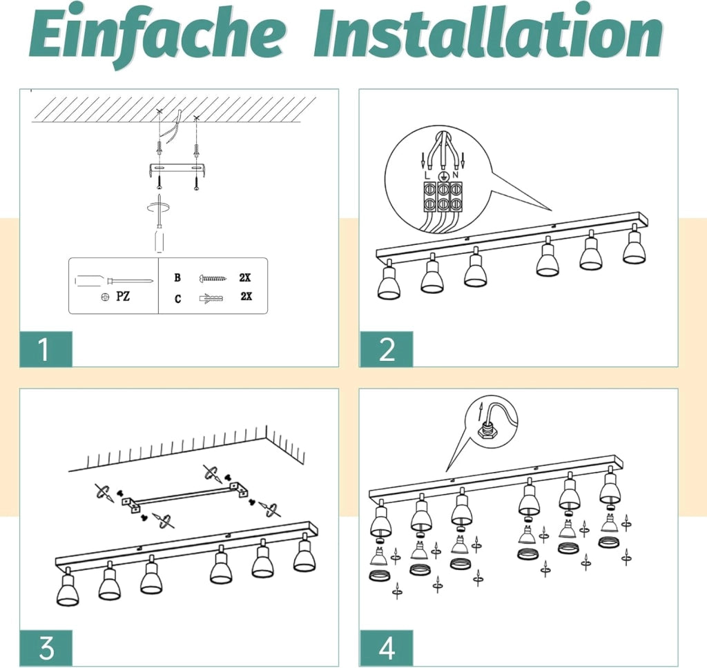 ZMH Faretto da soffitto a sospensione 6 luci GU10 moderni per cucina corridoio salone