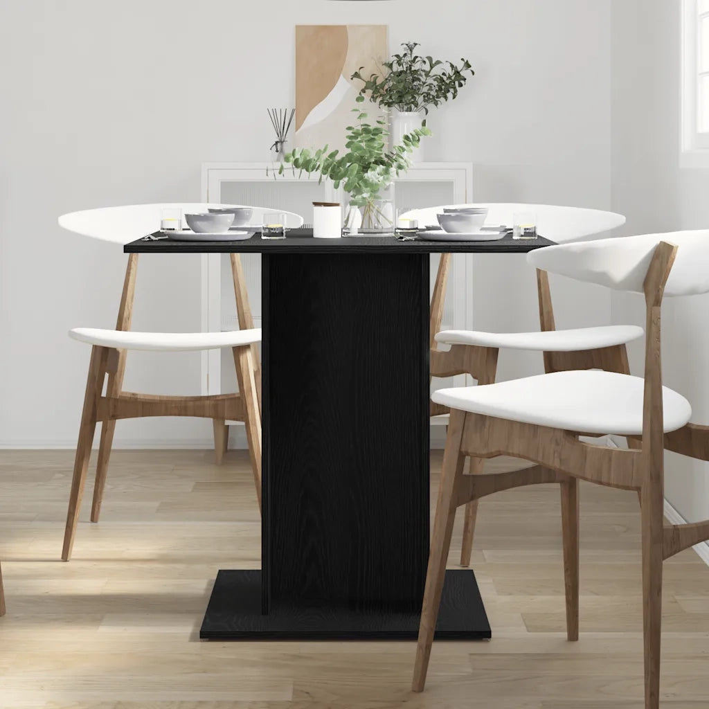 Tavolo da Pranzo Rovere Nero 80x80x75 cm Legno Multistrato
