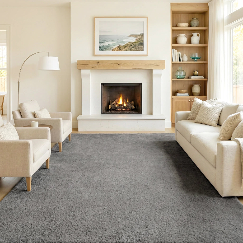 Tappeto Moderno ¨C zephmum ¨C Grigio Chiaro 120x160 cm Pelo Lungo Lavabile