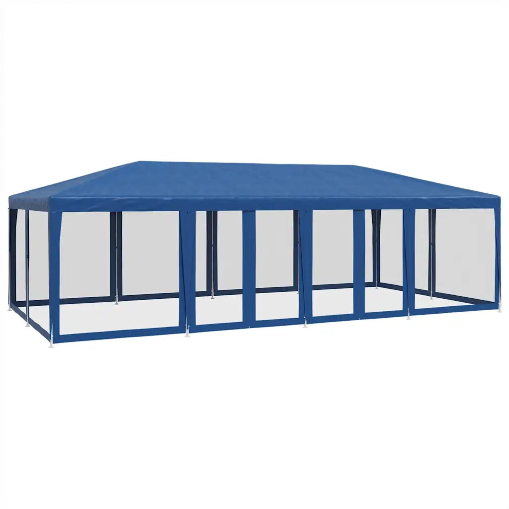 Tenda per Feste con 12 Pareti Laterali in Rete Blu 8x4 m HDPE 4010072