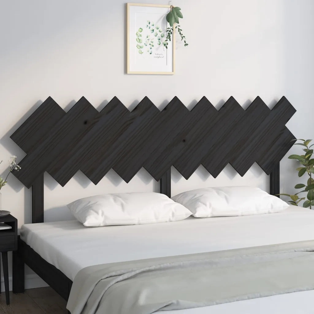 Testiera | Testata per Letto Nera 178x3x80,5 cm in Legno Massello di Pino
