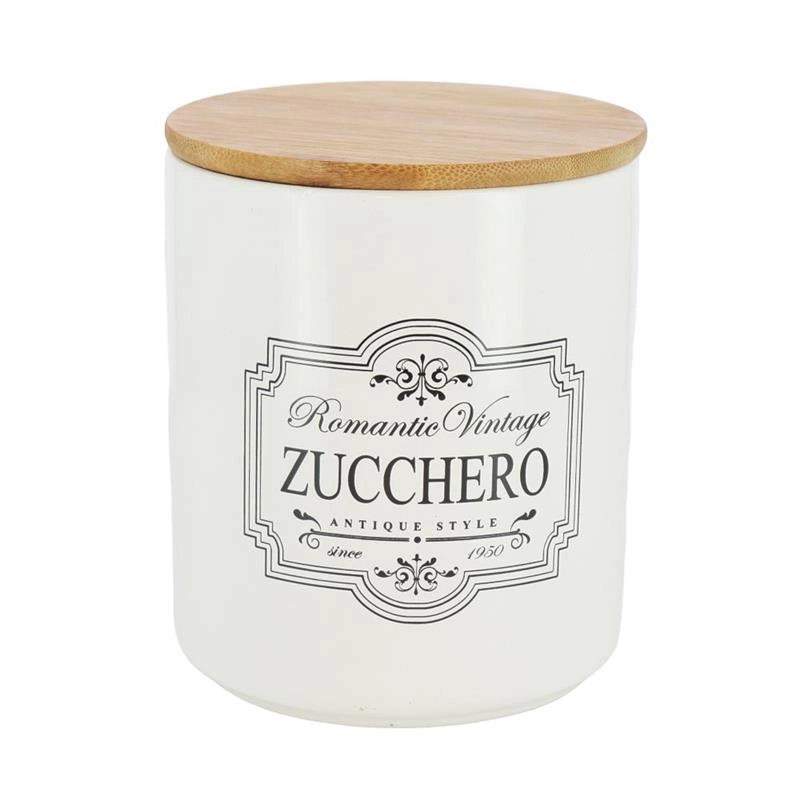 BARATTOLO IN CERAMICA CON TAPPO IN LEGNO 10XH12CM PER LO ZUCCHERO