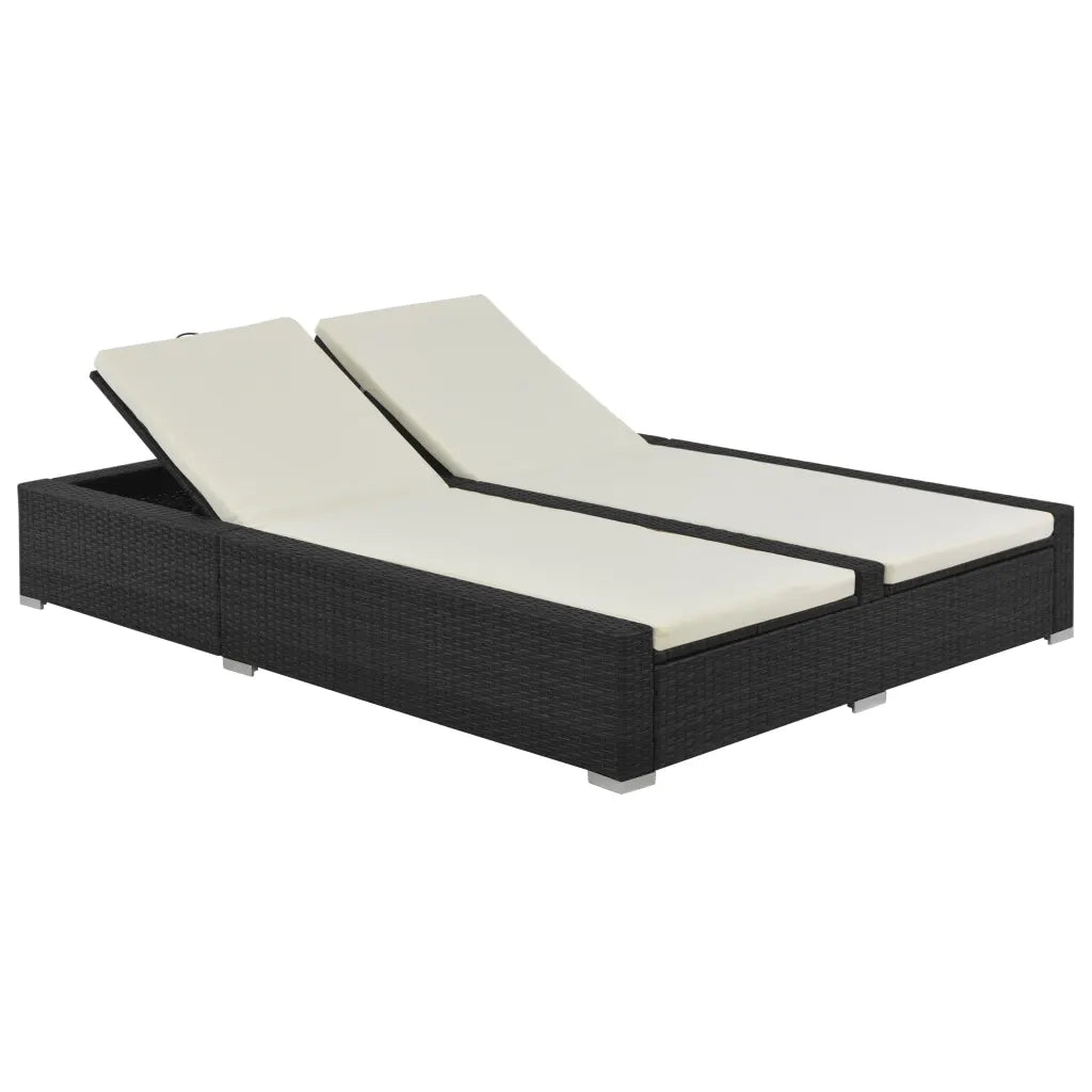 Lettino Prendisole Doppio in Poyrattan Nero cod mxl 60789
