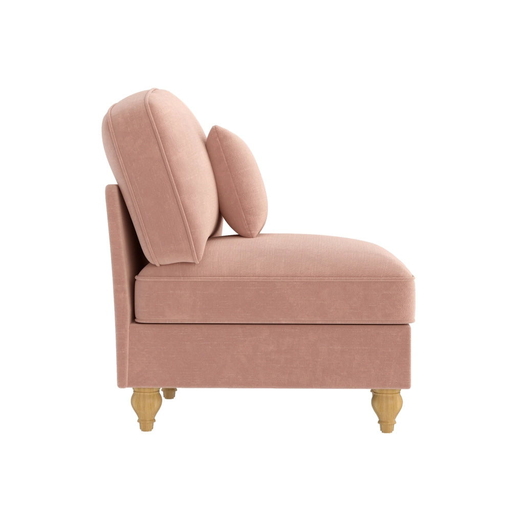 Divano in ciniglia rosa con cuscino