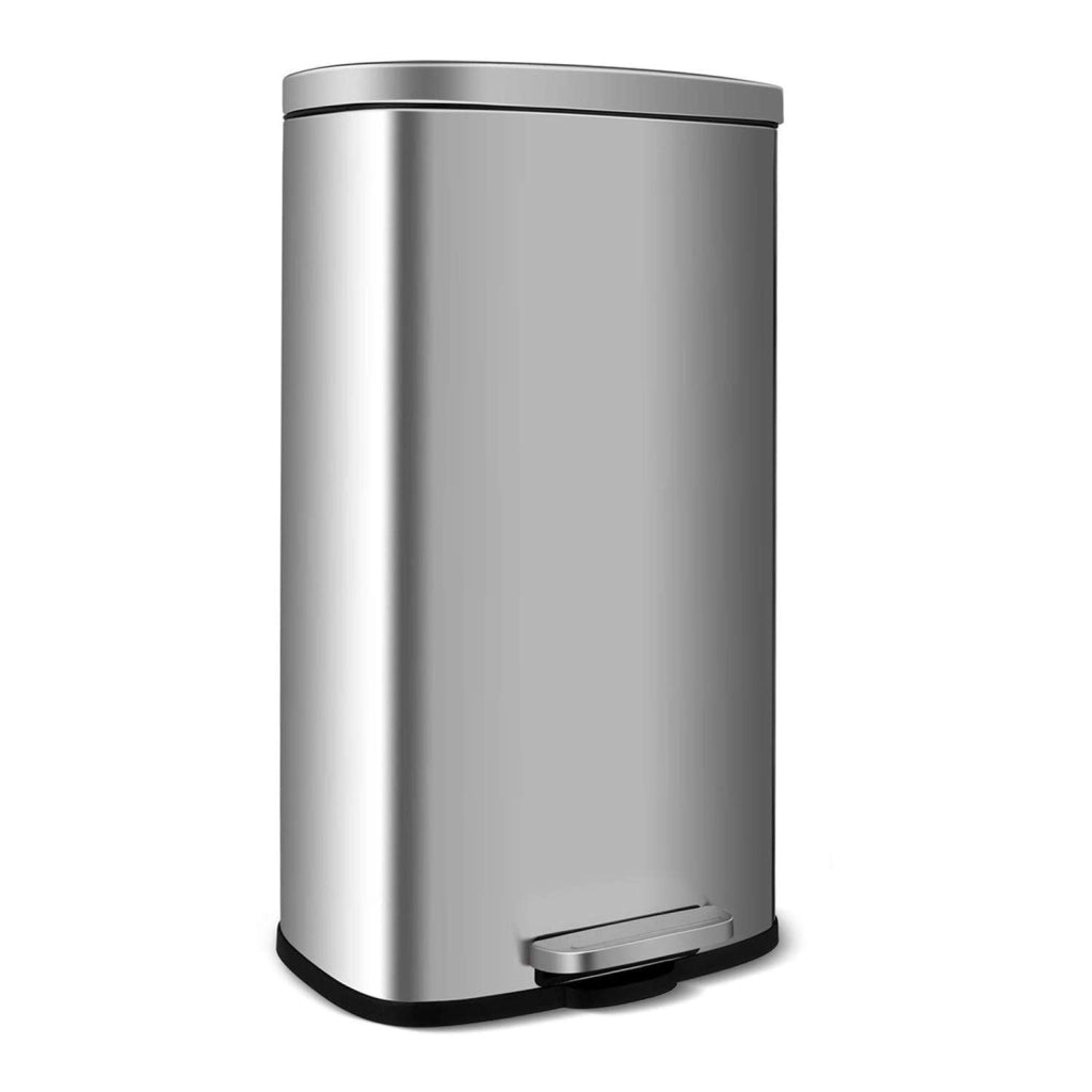 Pattumiera Cucina 50 Litri, Cestino a Pedale in Acciaio con Coperchio a Chiusura Morbida, Secchio Interno, 50 l Cestino per Interno Cucina, Bagno, Ufficio, Nero
