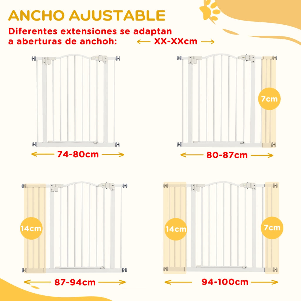 Porta per Cani Regolabile 76-104 cm ¨C zephmum ¨C Bianco