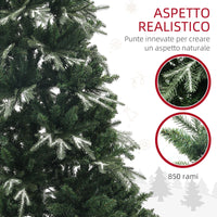 Albero di Natale Artificiale Innevato 180 cm 850 Rami Apertura a Cerniera Verde