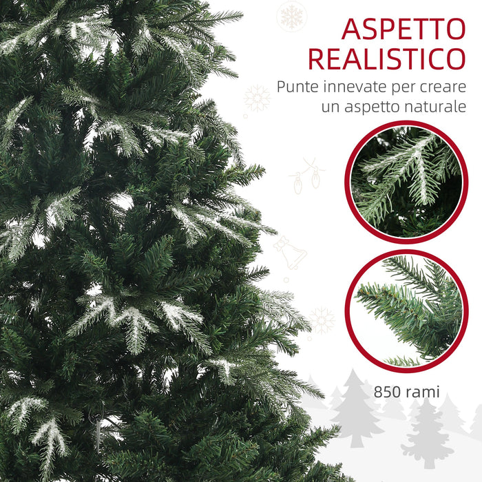 Albero di Natale Artificiale Innevato 180 cm 850 Rami Apertura a Cerniera Verde