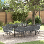 Set da pranzo da giardino da 9 pezzi con cuscini Grigio Polyrattan