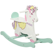 EasyComfort Cavallo a Dondolo per Bambini 1-3 Anni con Maniglie, Schienale e Pedali in MDF, 68L x 27P x 47.5A cm, Multicolore