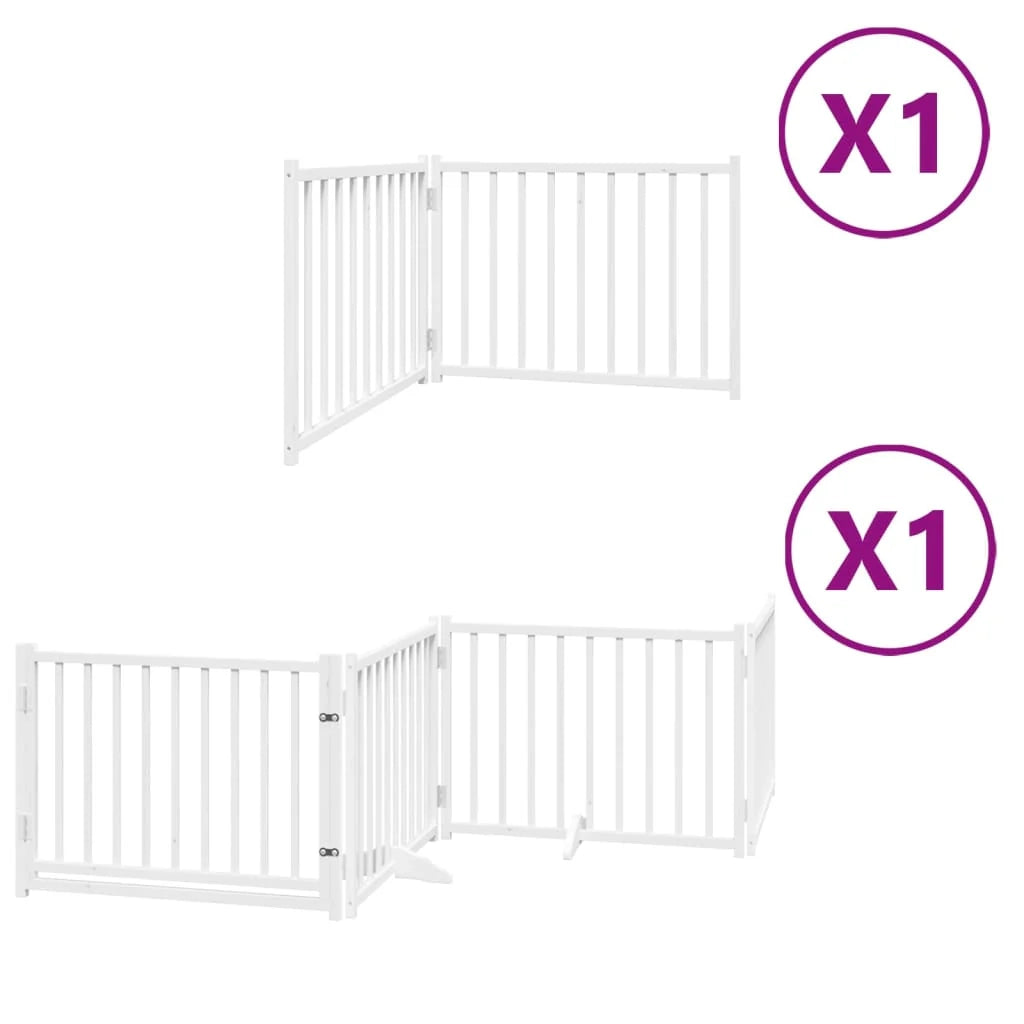 Cancelletto di sicurezza per animali domestici porta pieghevole 6 pannelli legno di pioppo bianco 02_0023237