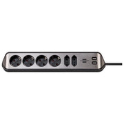 Brennenstuhl 1153590610 prolunghe e multiple 2 m 6 presa(e) AC Interno Nero, Argento