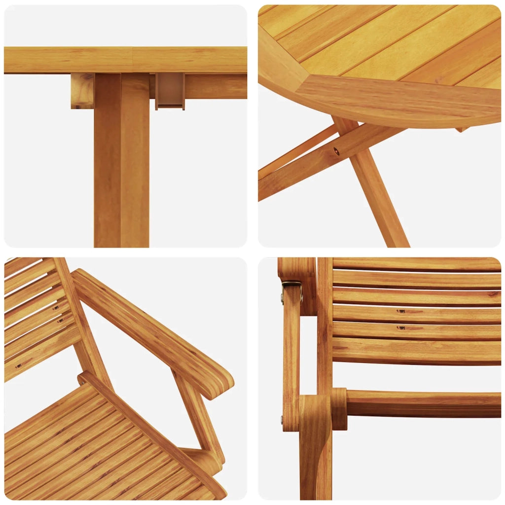 Set Bistro Pieghevole 3 pcs Marrone Legno di Acacia Massello 3375689