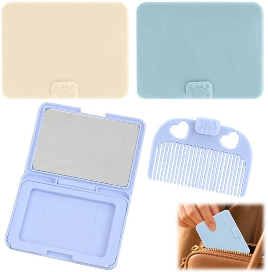 Specchio da viaggio compattibile - Design compatto - Specchio pieghevole - Mini specchio - Kam per capelli - Opaco per viaggio - Ideale per viaggiatori