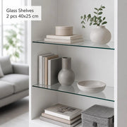 2 Glass Shelves, Transparent, 40x25 Cm