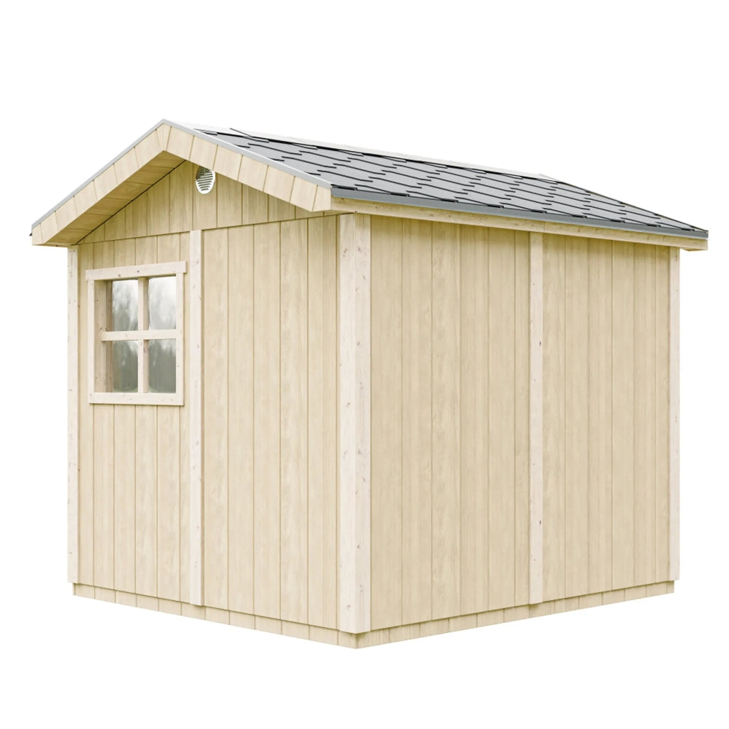 Casetta da giardino di qualita premium 5,9 m² - H252x250x294 cm - Con pavimento e Tegole Bituminose - Timbela M913A