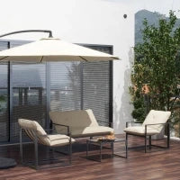 Set da giardino 4 pezzi 4 persone con divano a 2 posti, 2 poltrone e 1 tavolino grigio