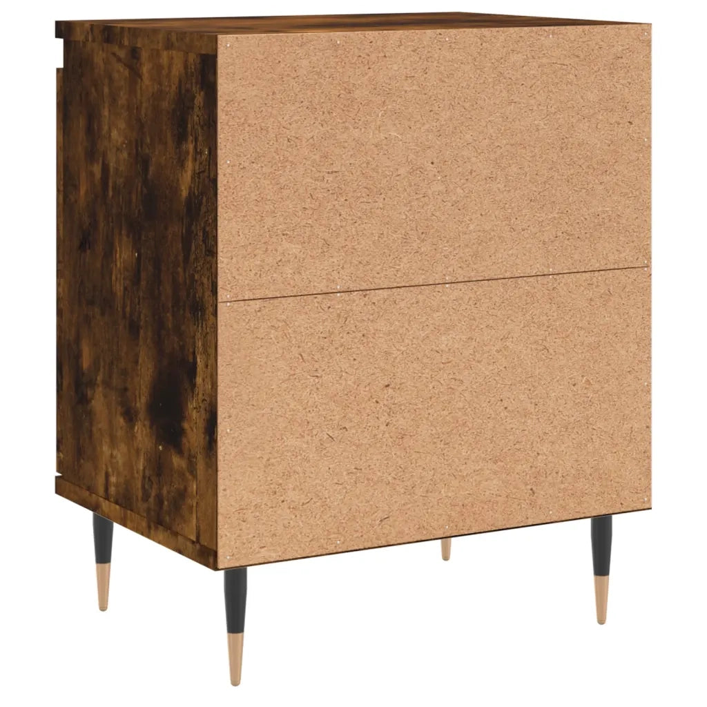 Set di 2 Comodini | Armadio da Notte | Mobiletto da notte Rovere Fumo 40x30x50 cm in Legno Multistrato