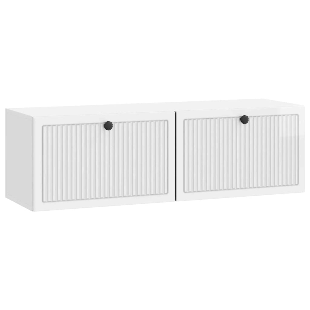 Mobile Porta TV da Muro Bianco Lucido 98 x 31 x 30 cm 898049