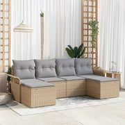 Set Divano da Giardino con archiviazione 6 pcs Beige polyrattan 3354139