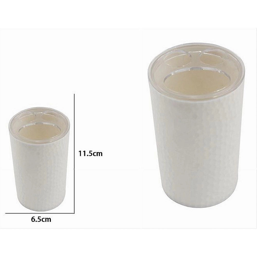 Trade Shop - Porta Spazzolini Bicchiere Accessorio Bagno Bianco 3 Fori Portaspazzolini 10435 -