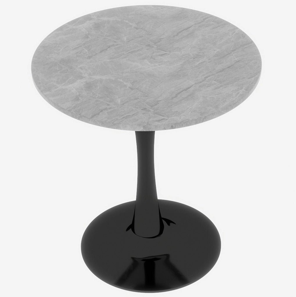 Tavolino rotondo 70 x 70 x 72 cm in marmo artificiale nero e grigio per 2-4 persone