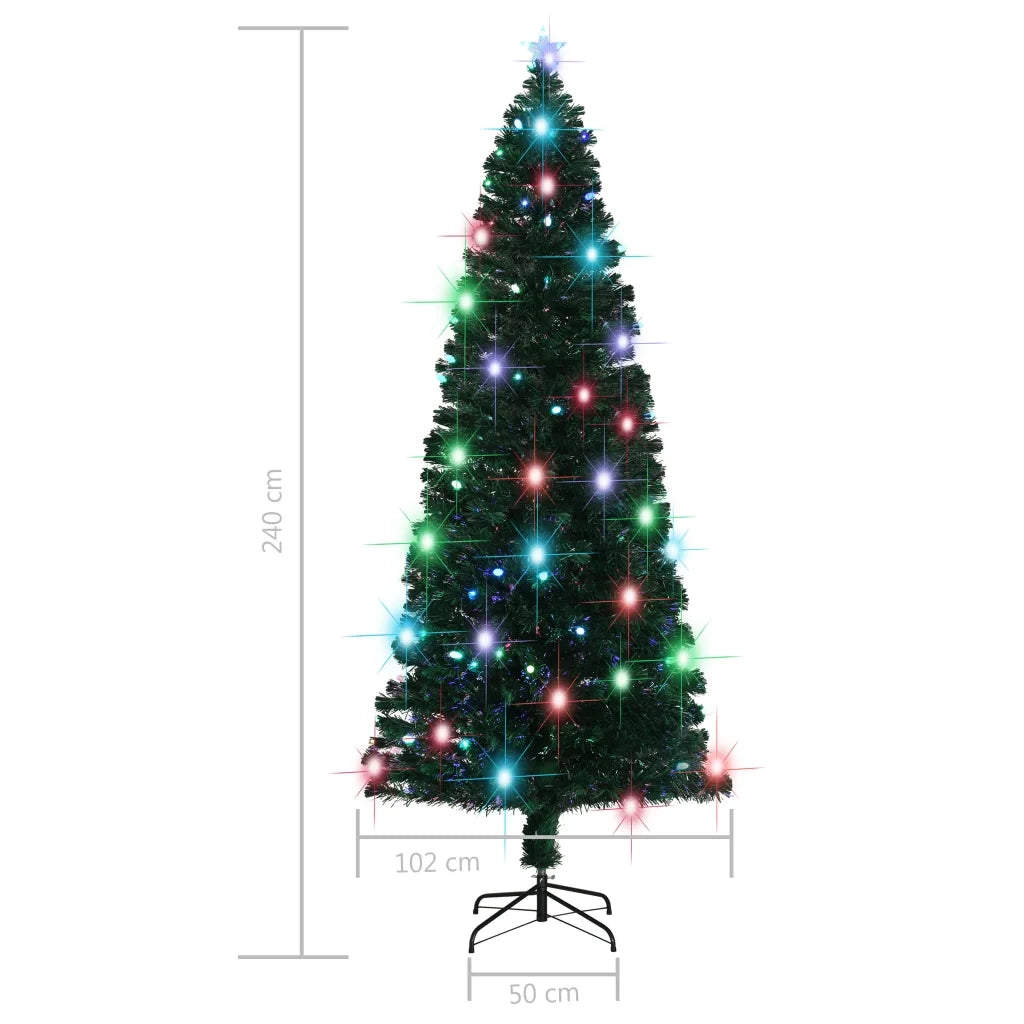 Albero di Natale Preilluminato con Supporto e LED 240 cm Fibra Ottica 284304