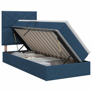 Letto con contenitore e materasso Blu 100 x 200 cm Tessuto 3459551