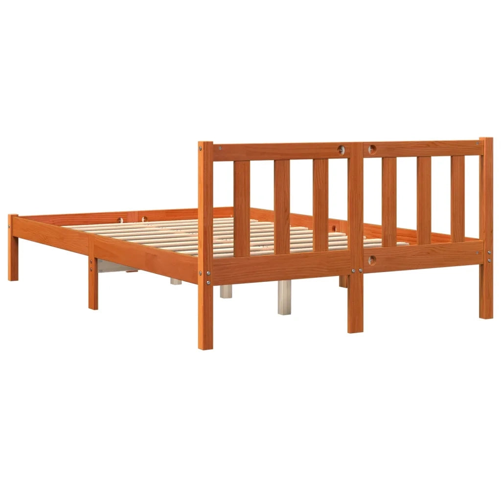 Letto senza Materasso-Struttura Letto Marrone Cera 135x190 cm in Legno di Pino 122894